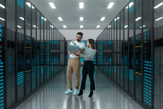 Scene of coworkers discussing data center insights