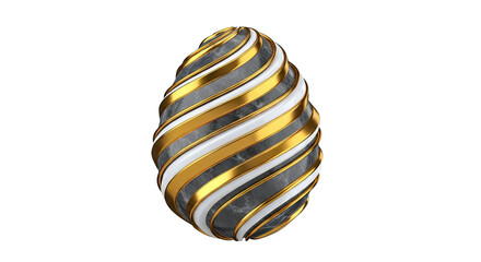Textured Orb with Gold and White Stripes