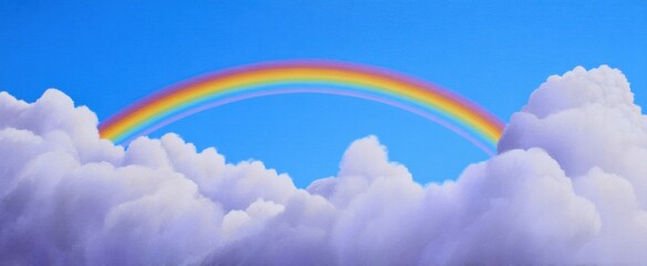 Fototapeta premium vivid rainbow spanning a clear sky post-storm symbolizing vibrant colors of renewal
