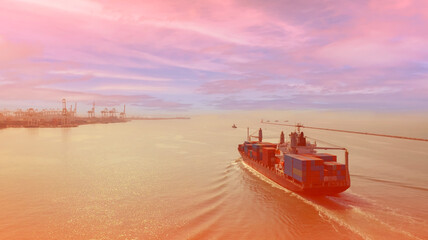 Ship of Business Logistics Cargo concept and the map global partner connection of Container Cargo freight ship for Import Export ,which The logistic and transportation of International scene