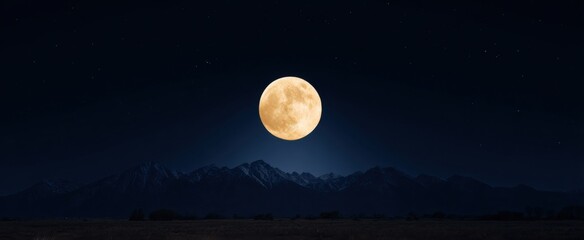 Fototapeta premium the luminous full moon shines vividly over the vast tranquil night sky