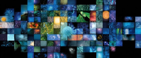 science collage a vibrant mix of scientific images uniting diverse disciplines and innovations
