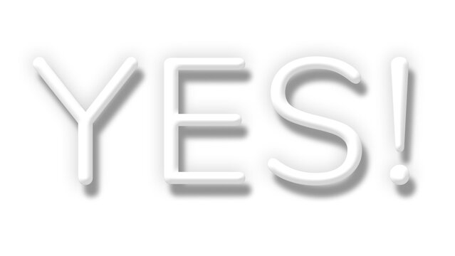 White neon word YES typography design element