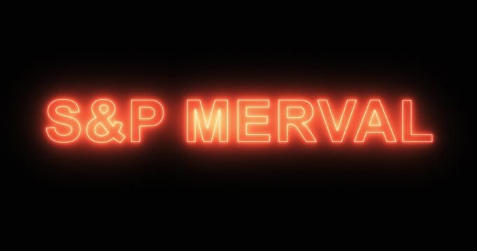 S&P MERVAL Index, stock market index, in a neon light. Loop