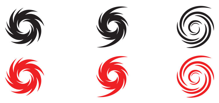 Spiral hurricane swirl abstract icons.