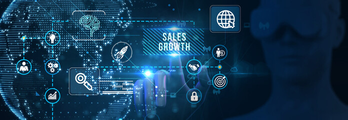 Sales growth, increase sales or business growth concept. 3d illustration
