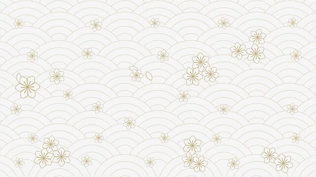 4K video animation symmetric flower pattern ornamental decorative of Japanese wave background, repeated motif video, animated footage