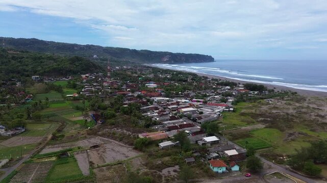 Aerial View of Parangtritis Beach in Yogyakarta, Indonesia