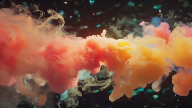 4K cinematic video, vibrant multicolored smoke flowing floating crystalline lattice, lattice reshaping refracting smoke light, glowing neon surreal futuristic 3D environment volumetric smoke particle 