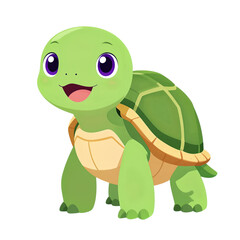 Obraz premium Happy cartoon turtle with purple eyes