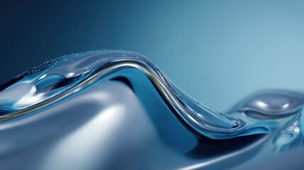 A blue and silver melted liquid interface