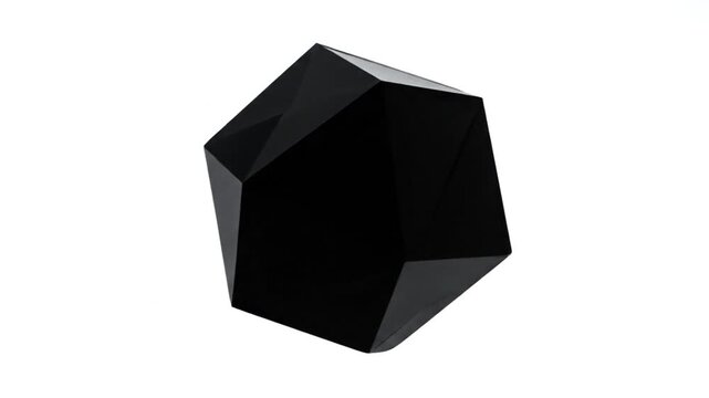 Black abstract geometric form isolated on white background