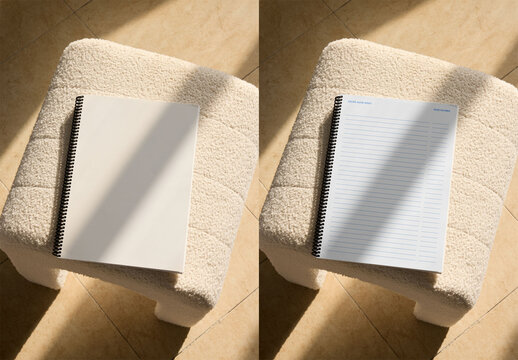 Mockup Of Customizable Open Spiral Bound Magazine