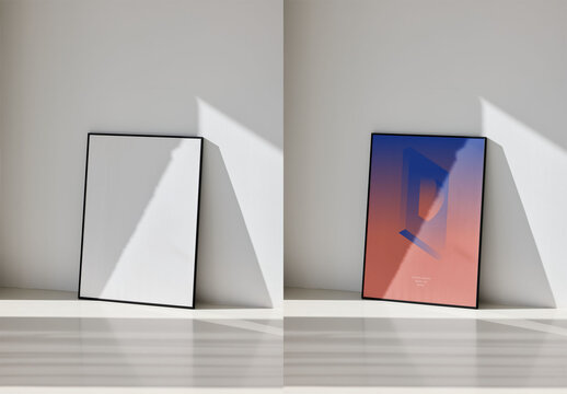 Mockup Of Customized Vertical Famed Poster