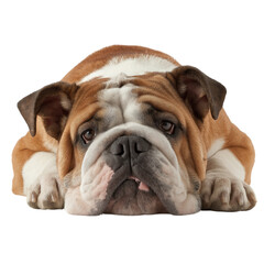 Obraz premium Relaxed Bulldog Lying on the Ground