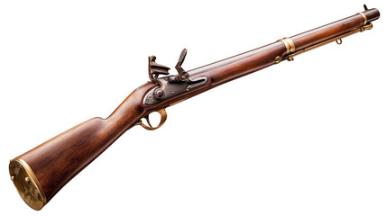 Vintage Wooden Musket with Brass Accents