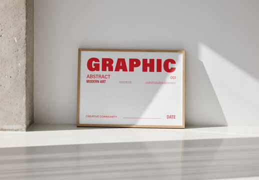 Mockup Of Customized Poster In Wood Frame