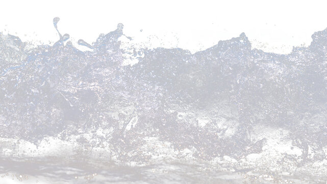 Sea waves with splashes and drops, isolated on transparent background. Front view. Ideal for use on a contrasting background. PNG