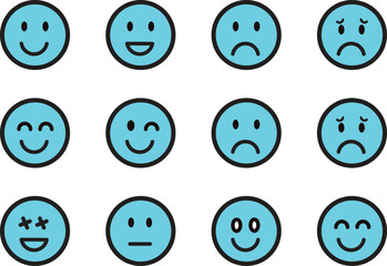 Expressive Spectrum: A collection of various emoticons, each conveying distinct emotional states.