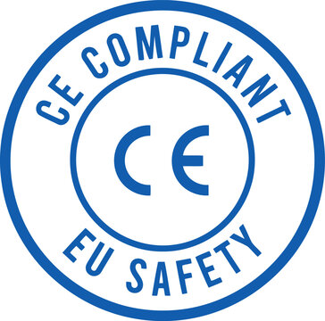 CE Compliant Certification Badge Vector &ndash; EU Safety Mark, Regulatory Compliance Icon, Blue Stamp