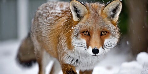 Fototapeta premium Majestic Mammal Exploring a Snow-Covered Winter Landscape in a Stunning Wildlife Adventure Scene