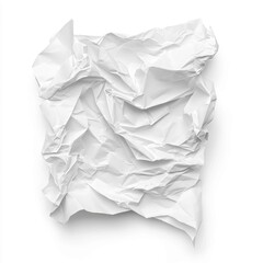 White crumpled paper isolated on a white background.