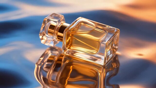 SquarePerfumeBottlewithGoldenCap