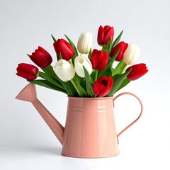 Tulips in Watering Can - A Fresh Spring Bouquet.