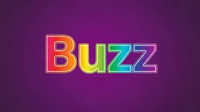 Colorful Buzz Word Neon Sign on Dark Purple Background