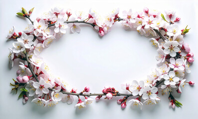 桜の花をあしらった飾りフレーム　コピースペース