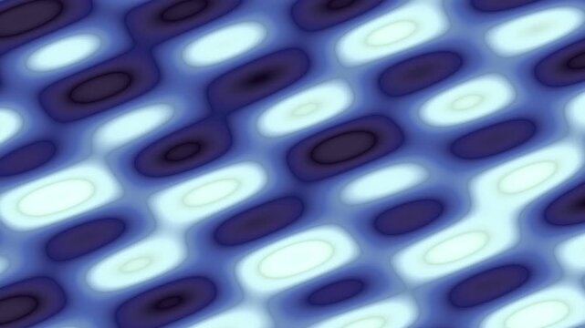 Abstract Pattern Shapes in Soft Blue Luminescent Repeating Orbs Moving Across Surface