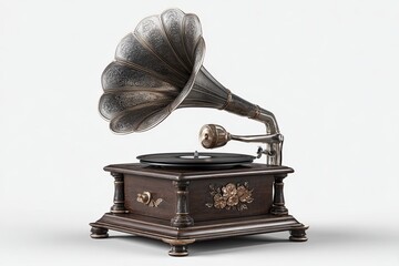 Vintage Gramophone With Ornate Design