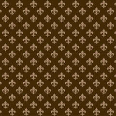 Fleur de lis seamless vector pattern. French vintage stylized lily flower luxury royal symbol. Monarchy gold on white iris sign. © Design