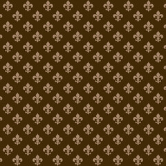Fleur de lis seamless vector pattern. French vintage stylized lily flower luxury royal symbol. Monarchy gold on white iris sign. © Design