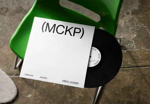 Mockup Of Customizable Album Cover And Record