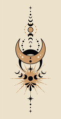 Magic and esoteric vector Illustration. Mystic luna for tattoo.