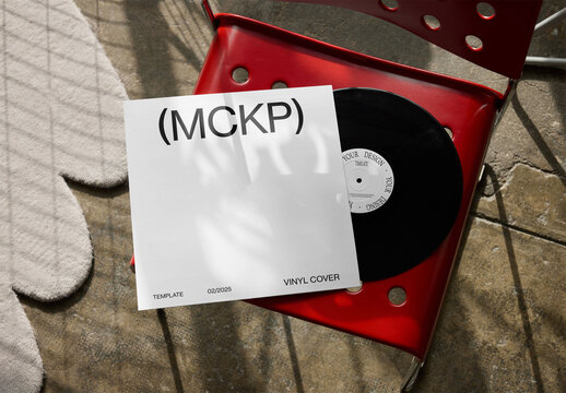 Mockup Of Customized Record Cover And Sleeve