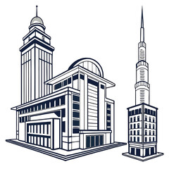 Fototapeta premium Elegant cityscape featuring two iconic buildings with distinct architectural styles.
