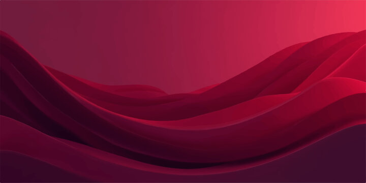 Burgundy Red Abstract Wave Background with Smooth Gradient Curves and Artistic Depth