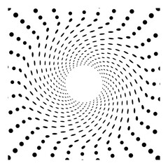 Abstract black and white halftone dots form a digital 3d tunnel pattern with a wave energy effect creating a futuristic technology wallpaper illustration