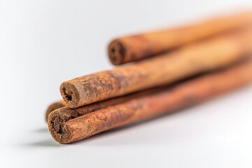 Closeup Cinnamon Sticks On White Background