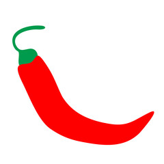 A fresh organic red hot chili pepper isolated on white background as a spicy vegetable ingredient for healthy cooking in this vector illustration symbol