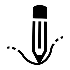 Black vector icons of a pencil, electric guitar, and electric cable representing music, audio, and technology design