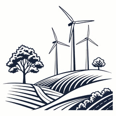 Wind turbines and farmland blending renewable energy with agriculture.