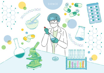 研究者・実験をする人　イラストセット