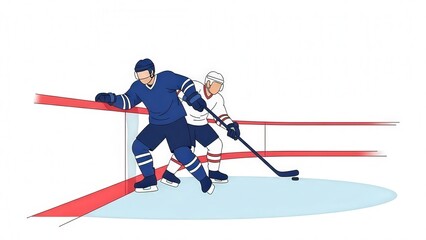 Fototapeta premium Dynamic Ice Hockey Players in Action During Game on Rink