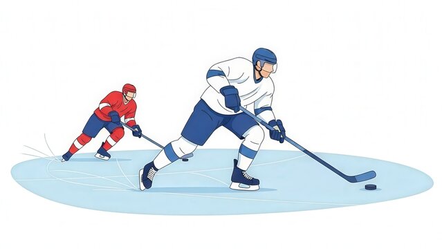 Dynamic Ice Hockey Players Engaged in Action on Ice Rink for Team Sport Visuals