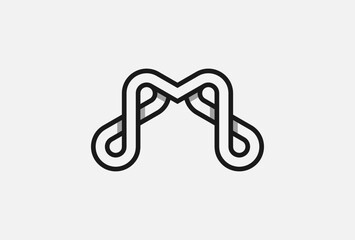 Letter M infinity Logo, letter M with infinity line style logo, vector illustration
