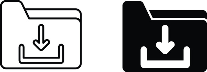 Fototapeta premium folder download icon vector graphic illustration with white background flat hand made icon fill icon .