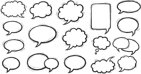 Fototapeta premium Collection of Hand Drawn Speech Bubbles and Thought Bubbles Keywords: speech bubble, thought bubble, comic, cartoon, dialogue